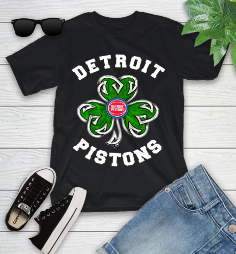 NBA Detroit Pistons Three Leaf Clover St Patrick's Day Basketball Sports Youth T-Shirt