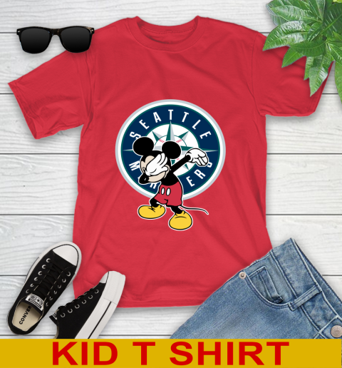 Seattle Mariners MLB Baseball Dabbing Mickey Disney Sports Youth T-Shirt 10