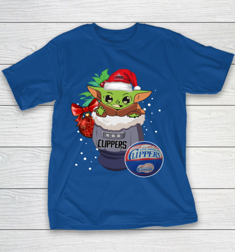 LA Clippers Christmas Baby Yoda Star Wars Funny Happy NBA Youth T-Shirt 8