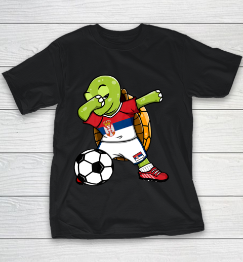 Dabbing Turtle Serbia Soccer Fans Jersey Serbian Football Youth T-Shirt
