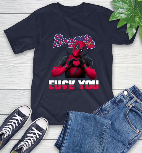 MLB Atlanta Braves Deadpool Love You Fuck You Baseball Sports T-Shirt 3