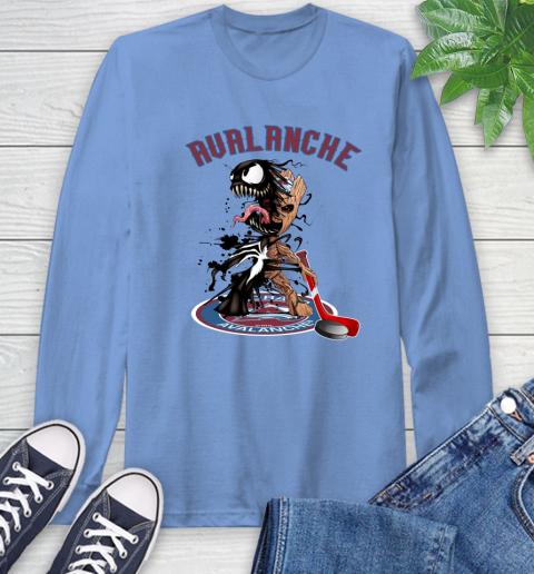 NHL Colorado Avalanche Hockey Venom Groot Guardians Of The Galaxy Long Sleeve T-Shirt 11