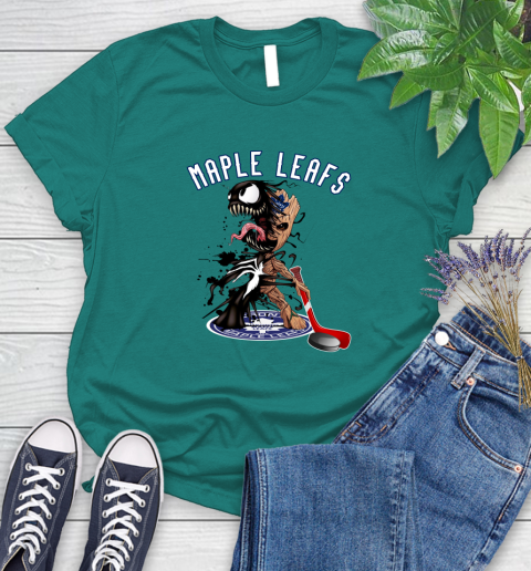 NHL Toronto Maple Leafs Hockey Venom Groot Guardians Of The Galaxy Women's T-Shirt 12