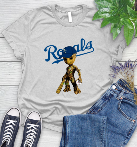MLB Kansas City Royals Groot Guardians Of The Galaxy Baseball Women's T-Shirt