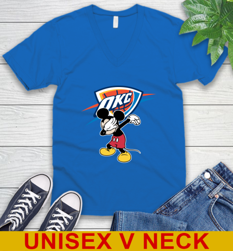 Oklahoma City Thunder NBA Basketball Dabbing Mickey Disney Sports V-Neck T-Shirt 6