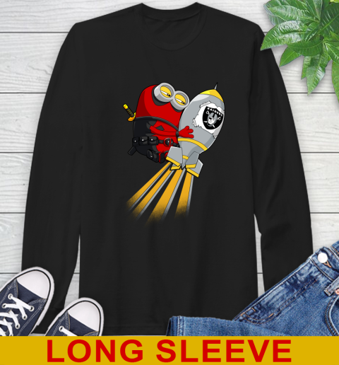NFL Football Oakland Raiders Deadpool Minion Marvel Shirt Long Sleeve T-Shirt