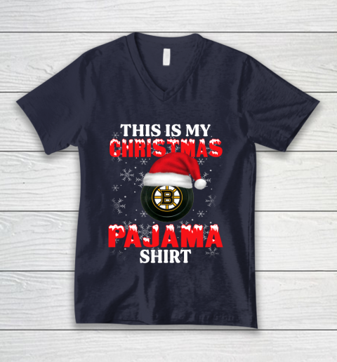 Boston Bruins This Is My Christmas Pajama Shirt NHL V-Neck T-Shirt 2
