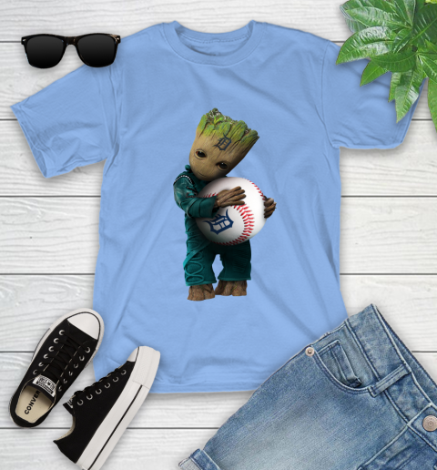 MLB Groot Guardians Of The Galaxy Baseball Sports Detroit Tigers Youth T-Shirt 11
