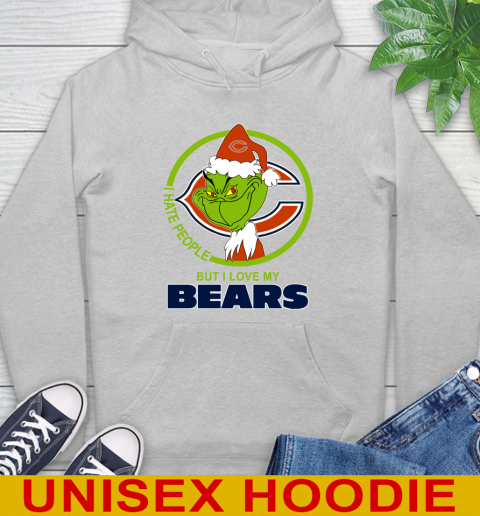 Chicago Bears NFL Christmas Grinch I Hate People But I Love My Favorite Football Team Hoodie 6