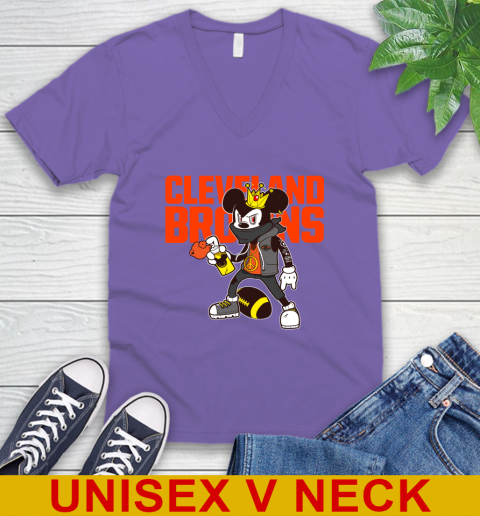 Cleveland Browns NFL Football Mickey Peace Sign Sports V-Neck T-Shirt 9