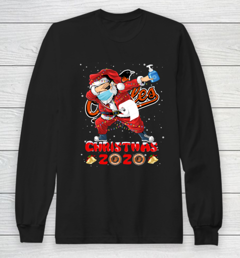 Baltimore Orioles Funny Santa Claus Dabbing Christmas 2020 MLB Long Sleeve T-Shirt