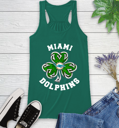 NFL Miami Dolphins Three Leaf Clover St Patrick's Day Football Sports Racerback Tank 6