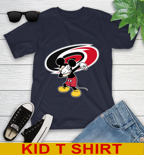 Carolina Hurricanes NHL Hockey Dabbing Mickey Disney Sports Youth T-Shirt 3