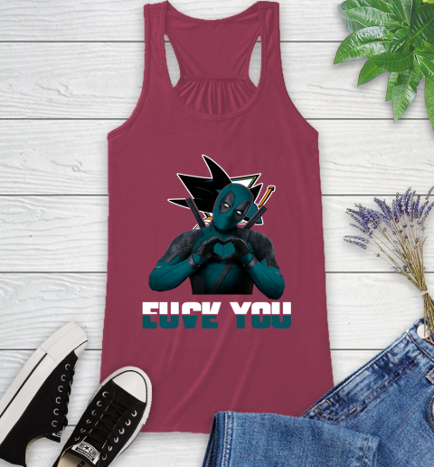 NHL San Jose Sharks Deadpool Love You Fuck You Hockey Sports Racerback Tank 7