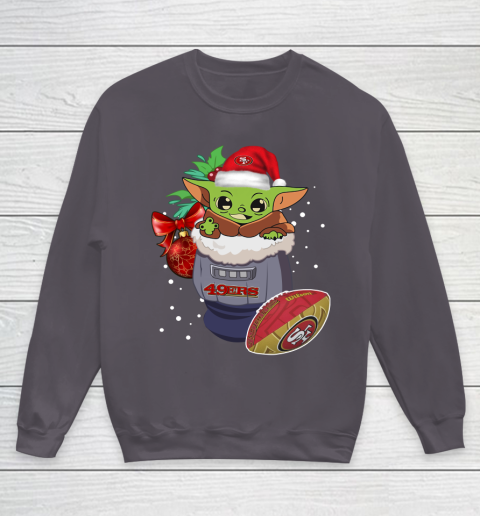 San Francisco 49ers Christmas Baby Yoda Star Wars Funny Happy NFL Youth Sweatshirt 6