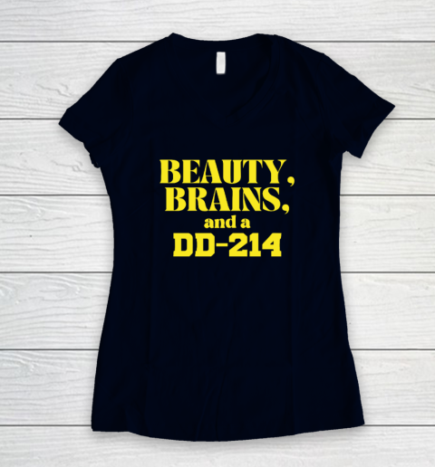 Beauty Brains And A DD-214 Women's V-Neck T-Shirt 2