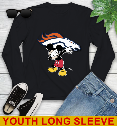 Denver Broncos NFL Football Dabbing Mickey Disney Sports Youth Long Sleeve 3 Denver Broncos NFL Football Dabbing Mickey Disney Sports Youth Long Sleeve - Image 3