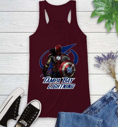 NHL Captain America Thor Spider Man Hawkeye Avengers Endgame Hockey Tampa Bay Lightning Racerback Tank 3