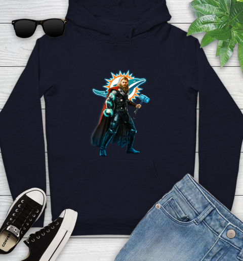 NFL Thor Avengers Endgame Football Miami Dolphins Youth Hoodie 4