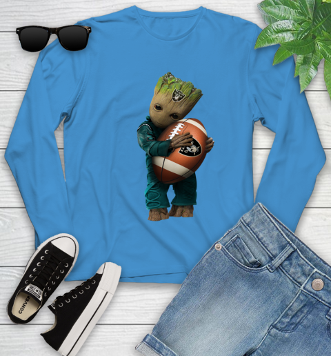 NFL Groot Guardians Of The Galaxy Football Sports Oakland Raiders Youth Long Sleeve 7
