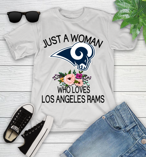NFL Just A Woman Who Loves Los Angeles Rams Football Sports Youth T-Shirt