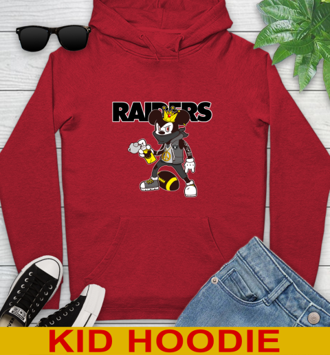 Oakland Raiders NFL Football Mickey Peace Sign Sports Youth Hoodie 11