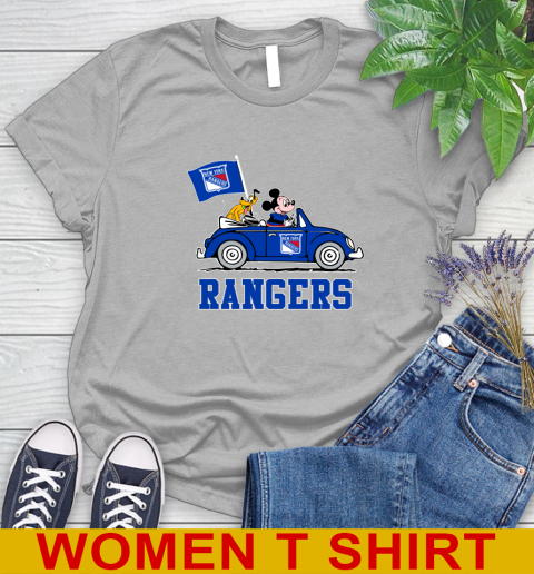 NHL Hockey New York Rangers Pluto Mickey Driving Disney Shirt Women's T-Shirt 5
