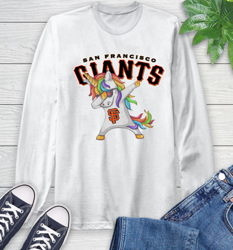 San Francisco Giants MLB Baseball Funny Unicorn Dabbing Sports Long Sleeve T-Shirt