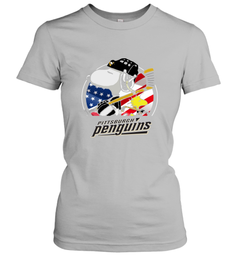Pittsburg Peguins Ice Hockey Snoopy And Woodstock NHL Women's T-Shirt