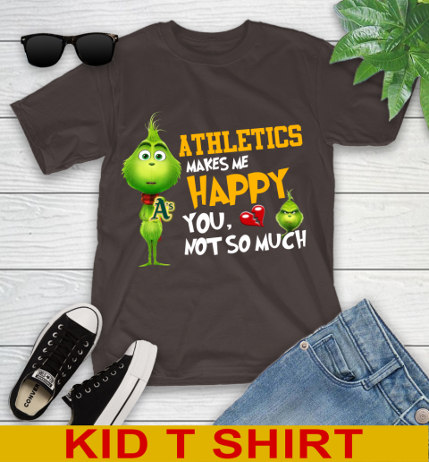 MLB Oakland Athletics Makes Me Happy You Not So Much Grinch Baseball Sports Youth T-Shirt 6