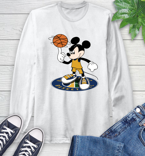 NBA Basketball Utah Jazz Cheerful Mickey Disney Shirt Long Sleeve T-Shirt 2
