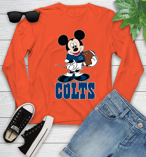 NFL Football Indianapolis Colts Cheerful Mickey Mouse Shirt Youth Long Sleeve 4