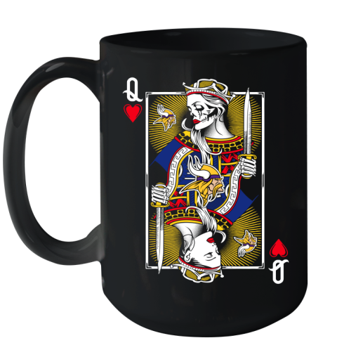 NFL Football Minnesota Vikings The Queen Of Hearts Card Shirt Ceramic Mug 15oz