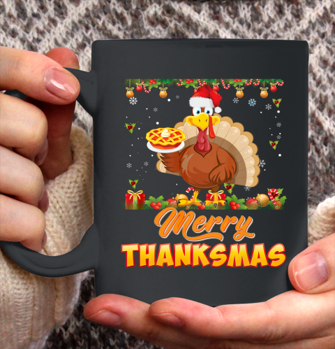 Merry Thanksmas Turkey Santa Elf Thanksgiving Christmas Ugly Ceramic Mug 11oz
