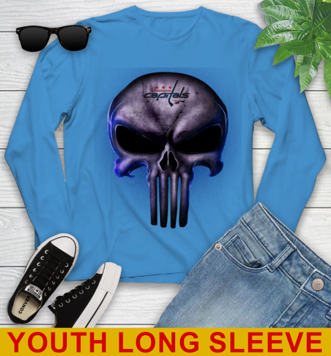 Washington Capitals NHL Hockey Punisher Skull Sports Youth Long Sleeve 8