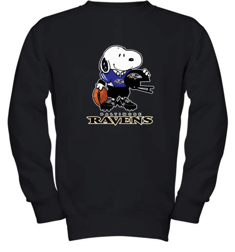 Snoopy A Strong And Proud Baltimore Ravens Player NFL Youth Sweatshirt