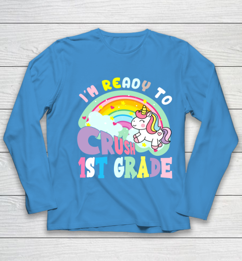 Back to school shirt ready to crush 1st grade unicorn Youth Long Sleeve 5