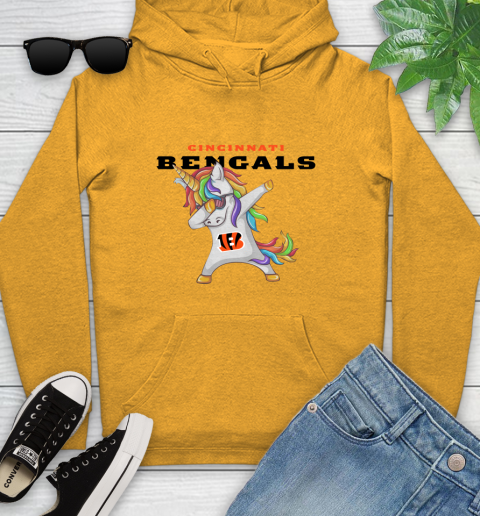 Cincinnati Bengals NFL Football Funny Unicorn Dabbing Sports Youth Hoodie 3