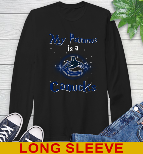 NHL Hockey Harry Potter My Patronus Is A Vancouver Canucks Long Sleeve T-Shirt