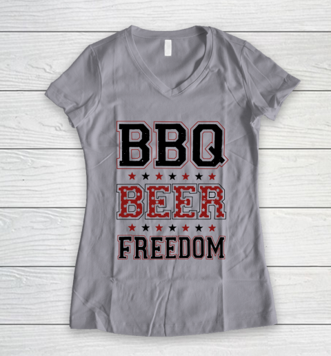 BBQ Beer Freedom Trump Fan Women's V-Neck T-Shirt 4