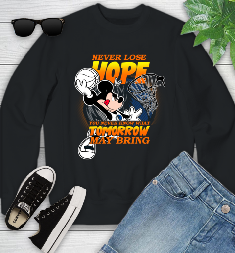 Dallas Mavericks NBA Basketball Mickey Disney Never Lose Hope Youth Sweatshirt