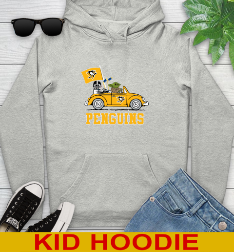 NHL Hockey Pittsburgh Penguins Darth Vader Baby Yoda Driving Star Wars Shirt Youth Hoodie