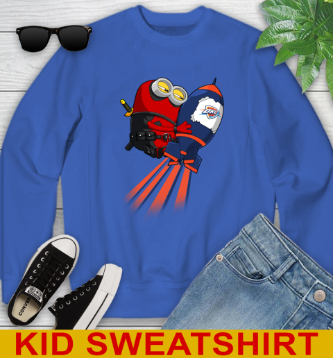 NBA Basketball Oklahoma City Thunder Deadpool Minion Marvel Shirt Youth Sweatshirt 6