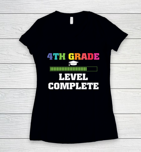 Back To School Shirt 4th grade level complete Women's V-Neck T-Shirt