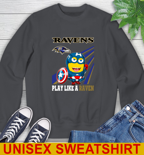 NFL Football Baltimore Ravens Captain America Marvel Avengers Minion Shirt Sweatshirt 7