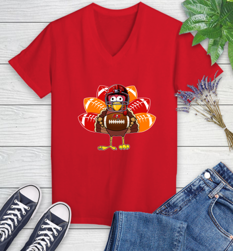 Tampa Bay Buccaneers Turkey Thanksgiving Day Women's V-Neck T-Shirt 12