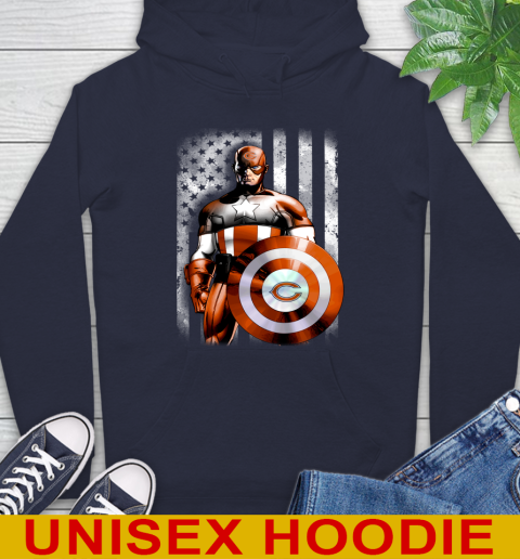 Chicago Bears NFL Football Captain America Marvel Avengers American Flag Shirt Hoodie 3
