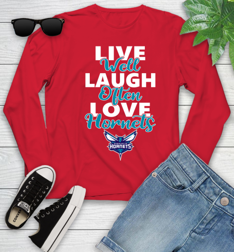 NBA Basketball Charlotte Hornets Live Well Laugh Often Love Shirt Youth Long Sleeve 10