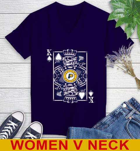 Indiana Pacers NBA Basketball The King Of Spades Death Cards Shirt Women's V-Neck T-Shirt 3