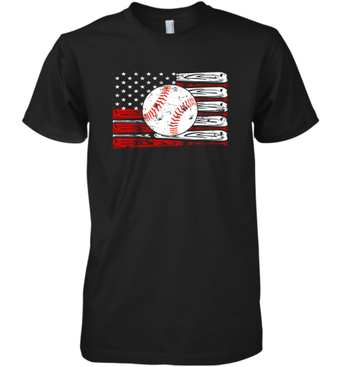 Vintage Baseball American Flag Shirt 4th Of July Gifts Premium Men's T-Shirt